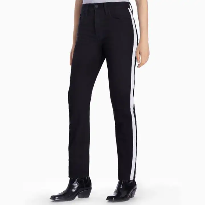 Calvin Klein Women High-rise Straight Tapered Jeans With Stripes - L30