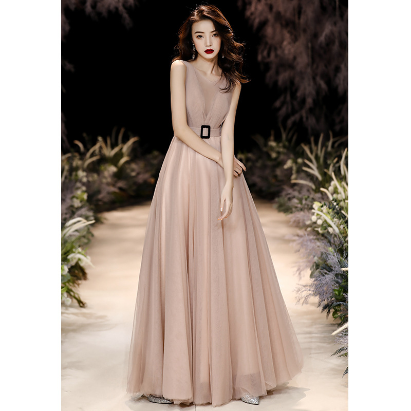 Glary Star Banquet Evening Dress Skirt Female Host Champagne Temperament Light Luxury Niche High-end Birthday Senior Sense of Performance Performance