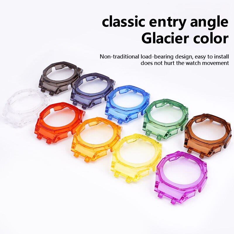 Bộ Mod Casioak Trong Suốt Mới Cho GA2100 Dây Đeo Vỏ Máy Tính Thay Thế Cho Casio GA-2100 2110 Dây Đeo Đồng Hồ Cao Su Khóa Kim Loại