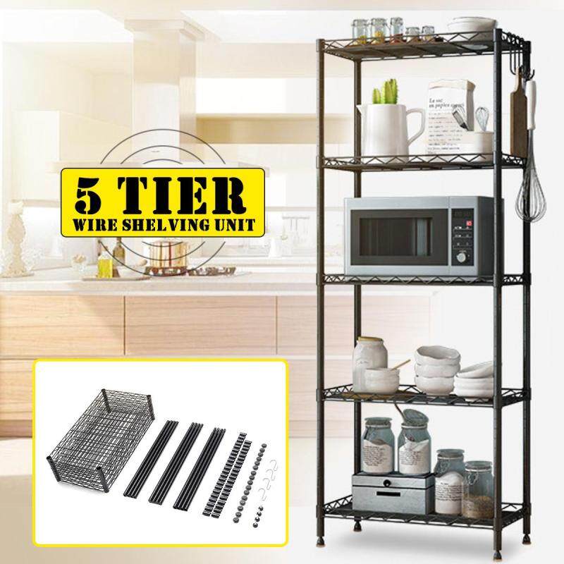 5 Tier Steel Wire Shelving Unit Metal Rack Home Kitchen Storage Shelf Adjustable
