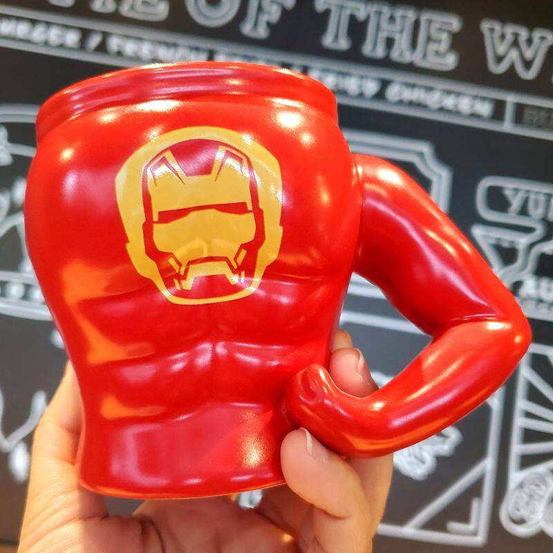 Cốc họa tiết ngộ nghĩnh quà tặng sáng tạo xu hướng cá tính Mug truyện tranh MARVEL Spider-Man Iron Man cup.