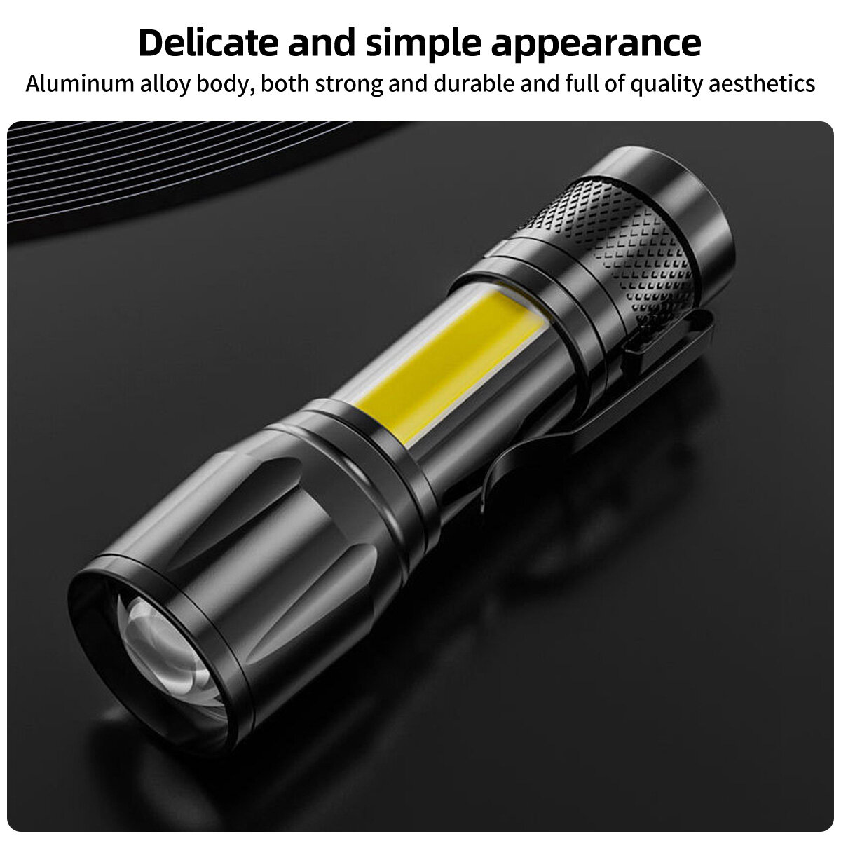 FONKEN Đèn Pin LED Phóng To Có Thể Sạc Lại Tiện Dụng Đèn Pin XP-G Q5 Đèn Pin Đèn Cắm Trại 3 Chế Độ Chiếu Sáng Đèn Pin Led Mini