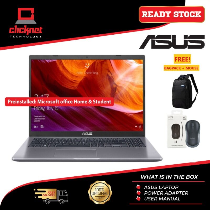 ASUS A516J-ABR373TS I3-1005G1, 4GB, 256GB SSD, 15.6HD, GREY-W10 H&S Malaysia