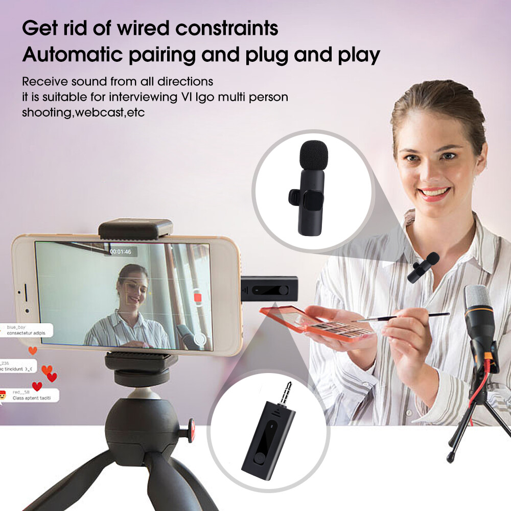 3.5Mm Ban Đầu Không Dây Micro dây chuyền Bluetooth 5.0 micrô ghi âm Cho Máy Ảnh Loa Điện Thoại thông minh Phát Sóng Trực Tiếp Ve Áo Microphone