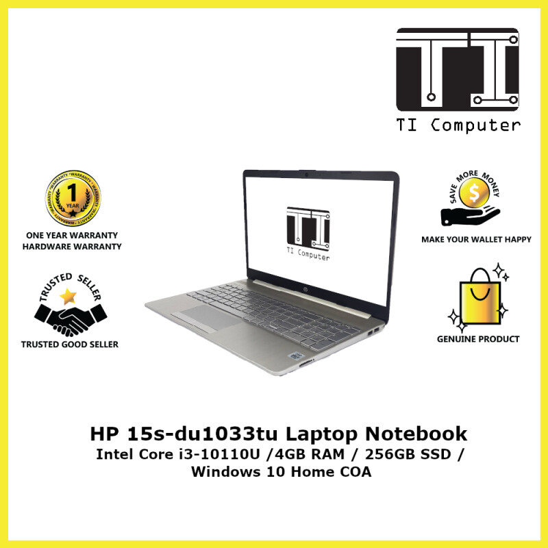 HP 15s-du1033tu Intel Core i3-10110U 4GB RAM 256GB SSD Laptop Notebook (Refurbished) Malaysia