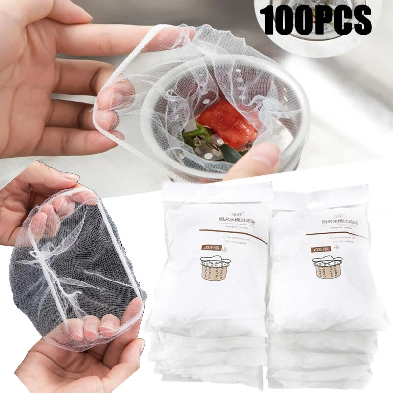 Disposable Sink Filter Mesh Bag Strainer Waste Filter Drainage Hole Garbage Bag Kitchen Clean Supplies