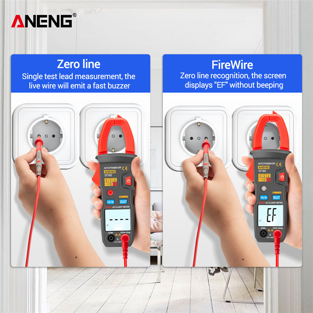 ANENG ST183 6000 Counts Digital AC Current Clamp Meter 600A Automatic Range Multimeter with Backlight Voltage Meter Clamp Gauge NCV Test Clamp Ammeter Universal Meter Tester Measuring Capacitance / AC Current / AC/DC Voltage / Resistance / Frequency