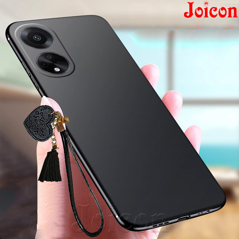 Phone Case for OPPO A60 2024 A98 A78 5G A96 A76 4G/A78 A18 A38 Casing Soft Silicone Frosted Full Coverage Rear Camera Cover Protecion Anti-dirt Anti-fingperint Matte Protective Back Cover With Cute Lovely Heart Hand Strap Sling