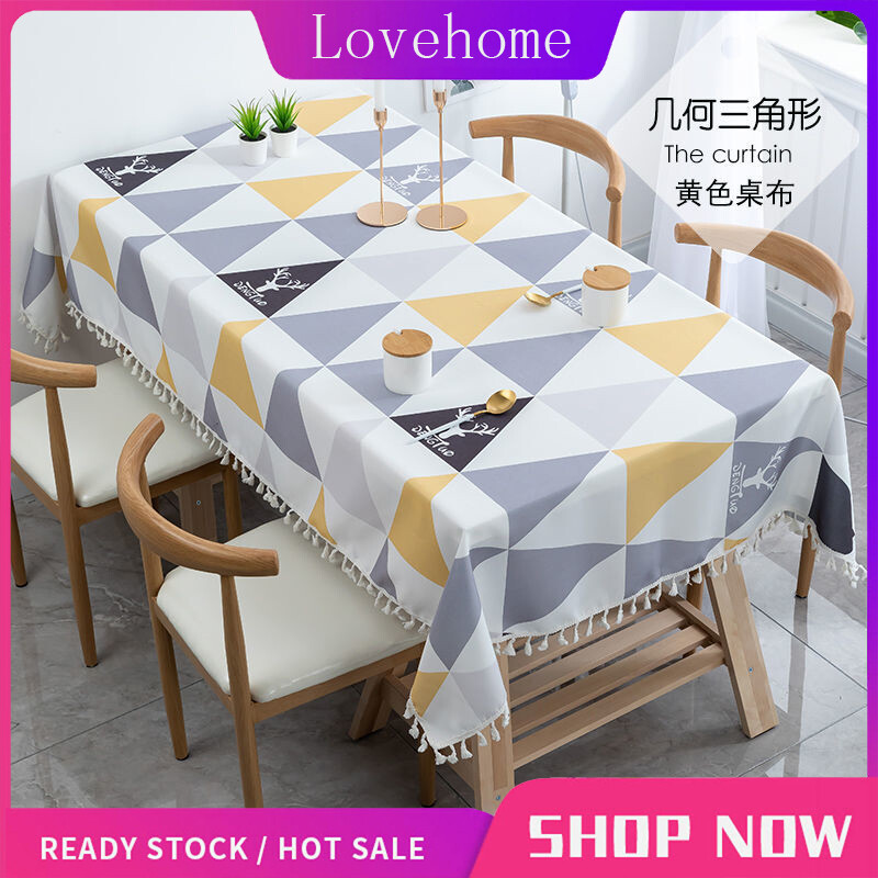 Lovehome Tablecloth 2 4 6 8-Seater Rectangular Dining Table Cloth Waterproof Oilproof Hotproof Table Cover