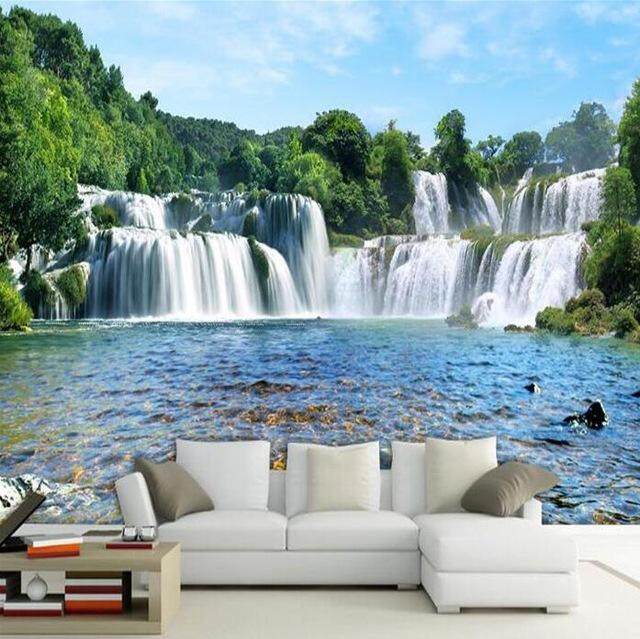 3D Wallpaper Vinyl Wall Sticker Nature Huge Waterfall Photo Sticker For Living Room Sofa TV Background Luxury Decor Wall paper