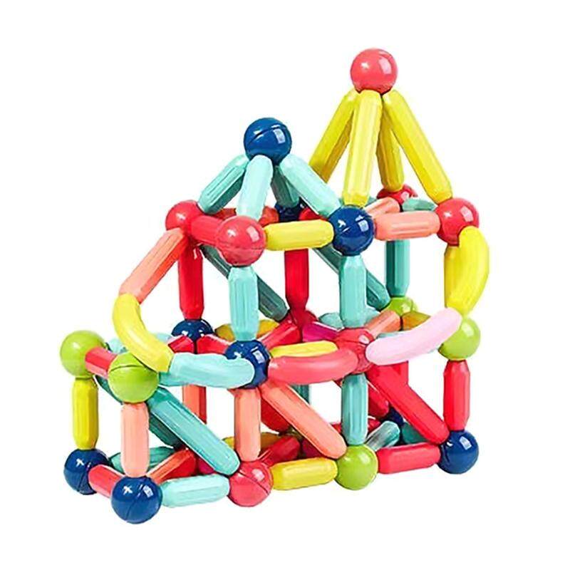 radarfn Magnetic Building Blocks Set Magnetic Stick and Balls Building Blocks Toy Relief Stress and Brain Training for Kids and Adults 63 pcs 