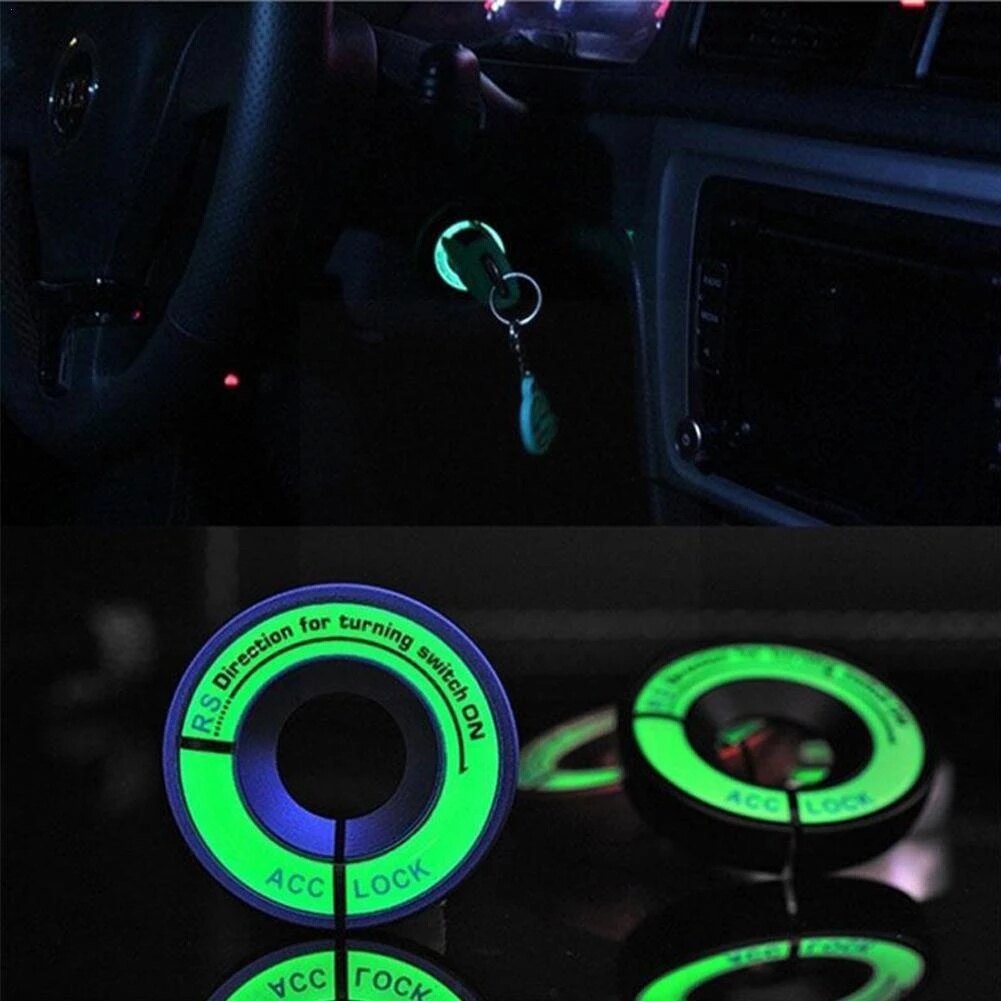 Công tắc Đề khởi động xe ô tô trang trí dạ quang sticker cho xe máy tự động/xe nút bắt đầu 3D huỳnh quang Vòng tròn trang trí/phổ phụ kiện ô tô
