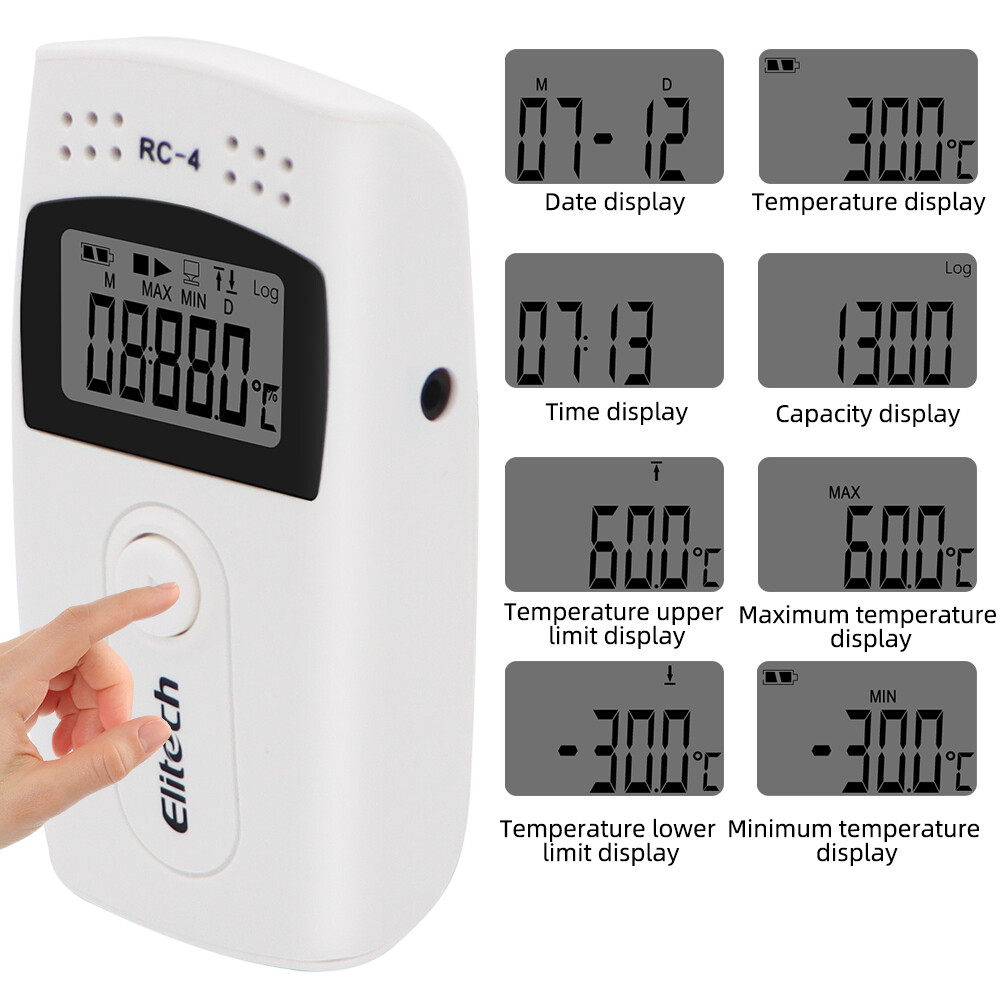 Digital USB Temperature Humidity Data Logger RC-4/RC-4HC/RC-5/GSP-6/RC-5+ LCD with External Sensor Cold-chain Transportation Digital USB Data Logger