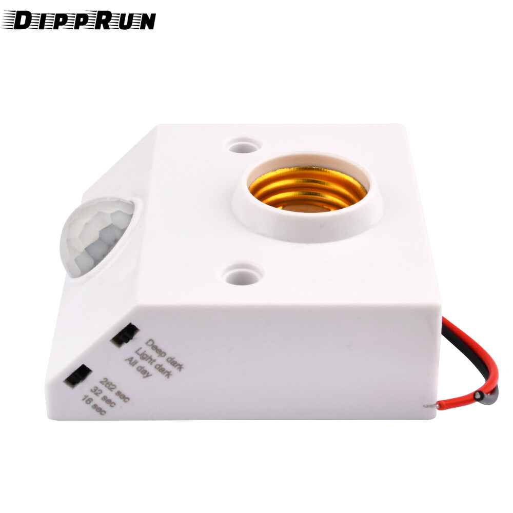 DIPPRUN 110-240V E27 LED Bulb Base Human Induction Motion Sensor Light Socket Adapter Holder with Infrared Sensor