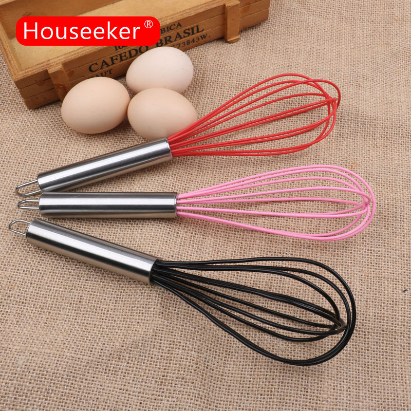 Houseeker Kitchen Mixer Egg Beater Tool Silicone Eggbeater Handle Whisk Baking Gadget