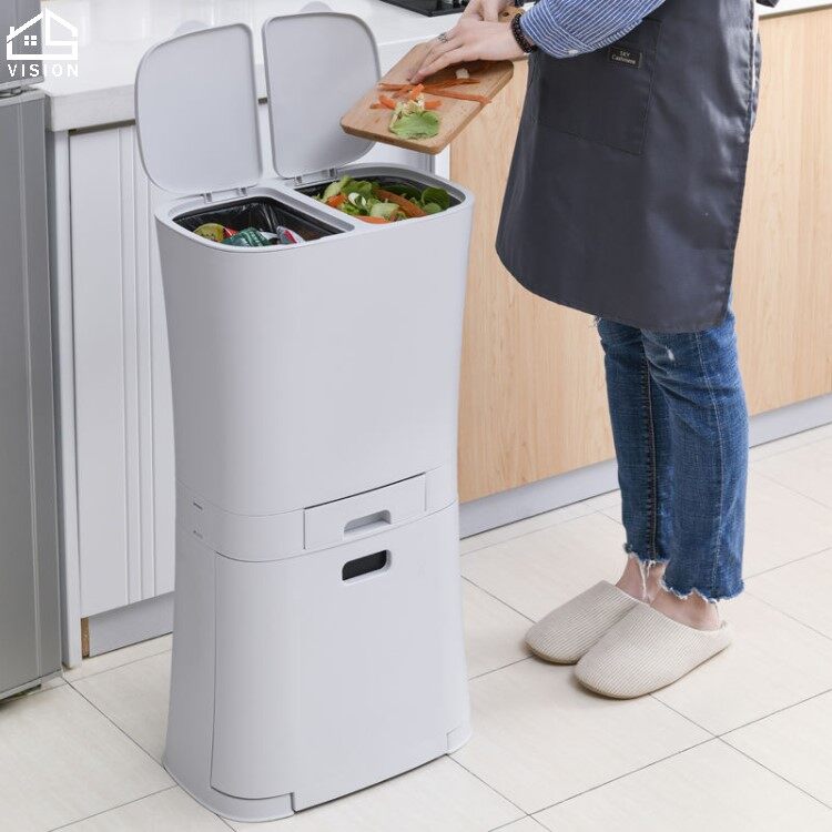 Tầm Nhìn 3 Lớp Nhà Bếp Thùng Rác Thùng Rác Di Chuyển Khô-Ướt Phân Loại Bin Hộ Gia Đình Phân Loại Thùng Rác Tầng Thường Vụ Nhựa Đựng Rác Phân Loại Giỏ Đựng Giấy Thùng Rác Với Bìa
