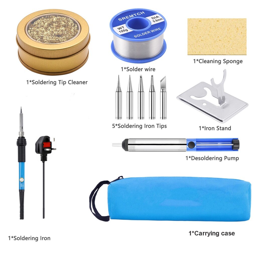 [Quick Delivery]220V Adjustable Temperature Soldering Iron Kit Solder Welding Ceramic Heater Soldering Tips Desoldering Pump Solder wire Soldering iron tips
