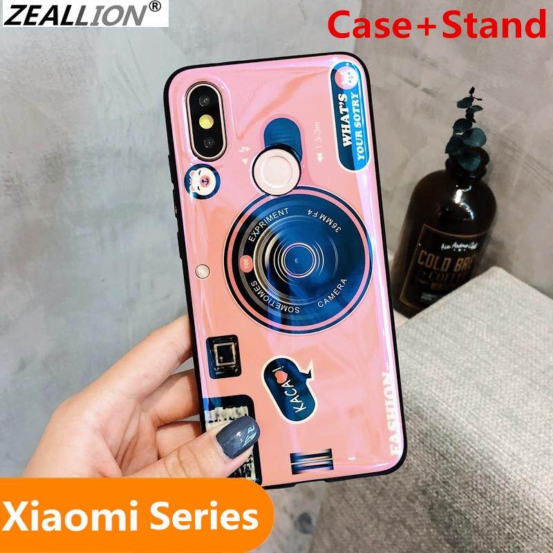 Zeallion For [Xiaomi Mi Play Mix 2 2s 8 9 SE Lite Max 3 K20 Pro CC9 CC9e A3 5X 6X A1 Note 2 3 6X Pocophone F1] Blu-ray Camera Pattern Silicone Soft Phone Case with Stand Holder