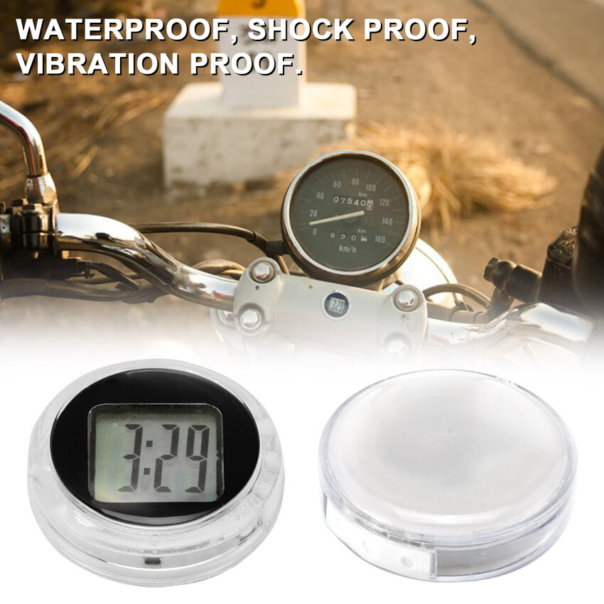 【In Stock】Mini Precision Motorcycle Clocks Watch Waterproof Stick-On Motorbike Mount Watch Moto Digital Clock With Stopwatch
