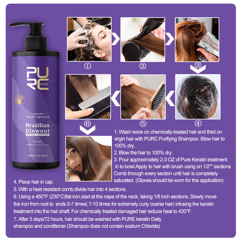 PURC Brazilian Keratin Hair Treatment 12% Lavender Straightener