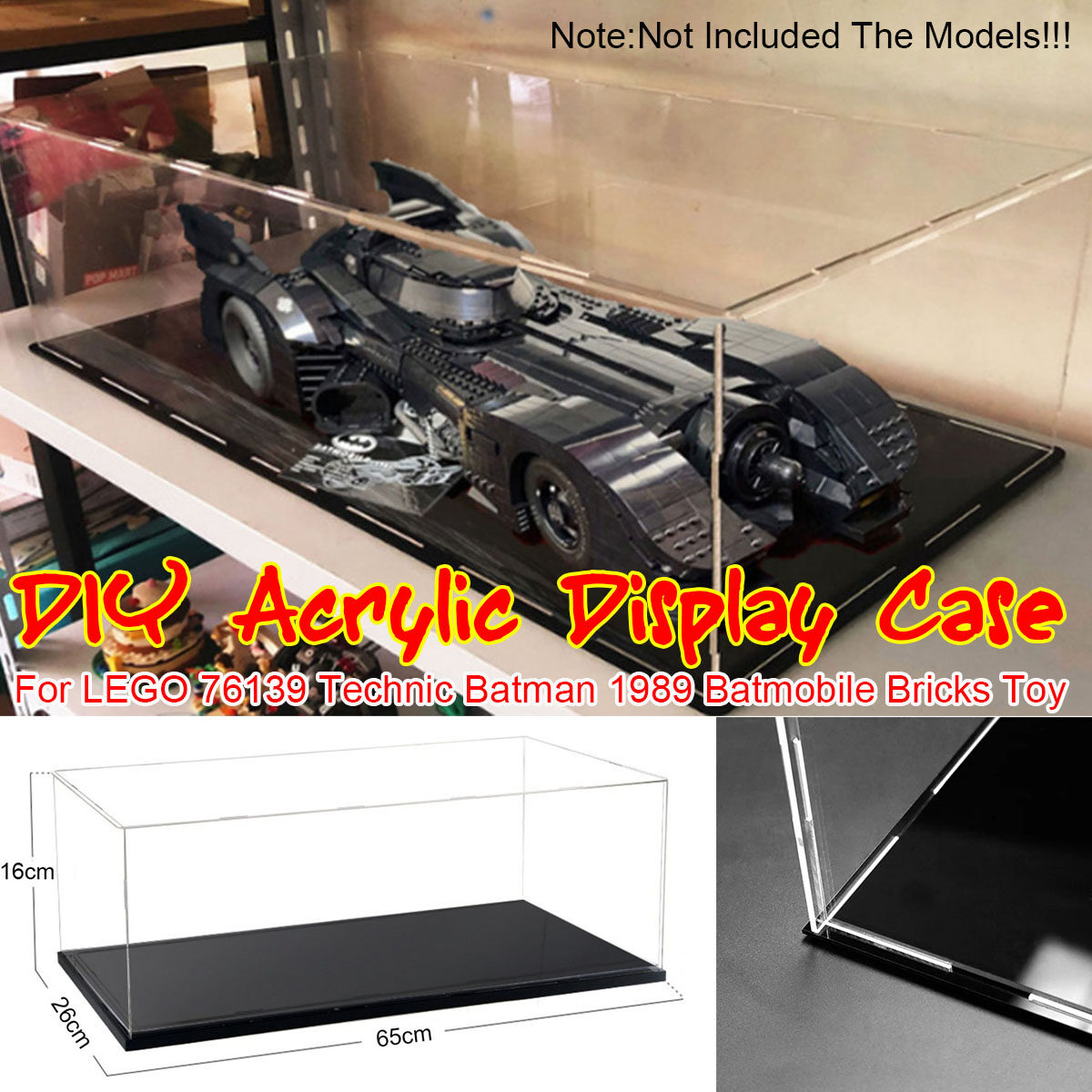 For LEGO 76139 Technic 1989 Batmobile Bricks DIY Acrylic Display Case