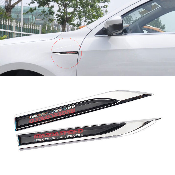 2 Pieces  For Mazda speed Logo For Mazda Mazda2 Mazda3 CX-5 Bt-50 CX-9 CX-3 MX-5 Atenza Axela Mazda6  Metal Car Sticker Rear Trunk Emblem Auto Side Badge Car Decoration Accessories