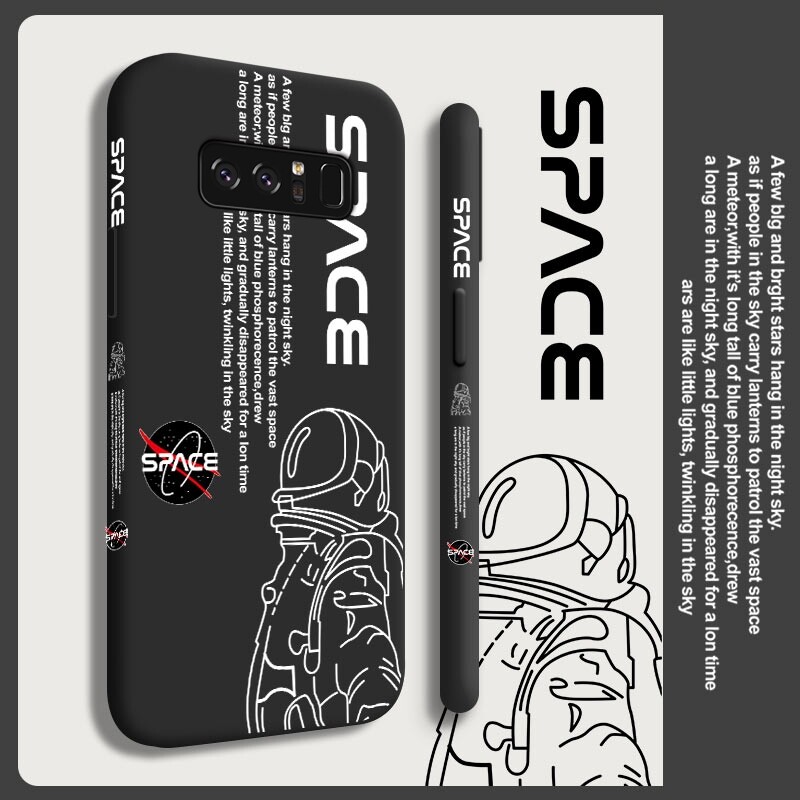 For Samsung NOTE 10 LITE NOTE 10 PLUS NOTE 20 ULTRA NOTE 8 NOTE 9 Case Cartoon Nasa Space Square Original Liquid Soft Silicone Edge Pattern Case Full Cover Camera Protection Cases Back Phone Casing Softcase For Girls