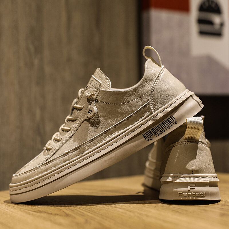 GJF Fall Men's Shoes Trends All-match Men's Work Work Leather Black Shoes Waterproof Lazy Black Casual Leather Shoes Trendy Shoes