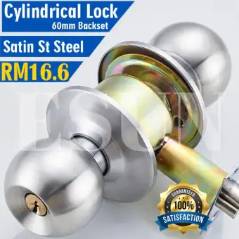 Cylindrical Entrance Lock Door Knob Set Satin St Steel Antique
