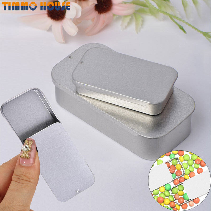 [Timmo House]1 Hộp Thiếc Rỗng Hình Chữ Nhật Bằng Kim Loại Mini Hộp Đựng Thuốc Kẹo Đẩy Bằng Thiếc Hộp Đựng Có Bản Lề Hộp Đựng Sắp Xếp Nhỏ