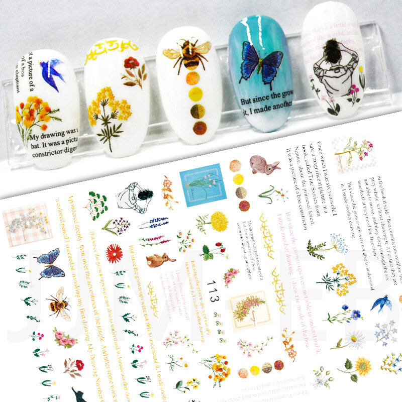 WOOLOVE 3D Nail Art Sunflower Sticker Decals Nail Art Design DIY Decal Flower Nail Stickers