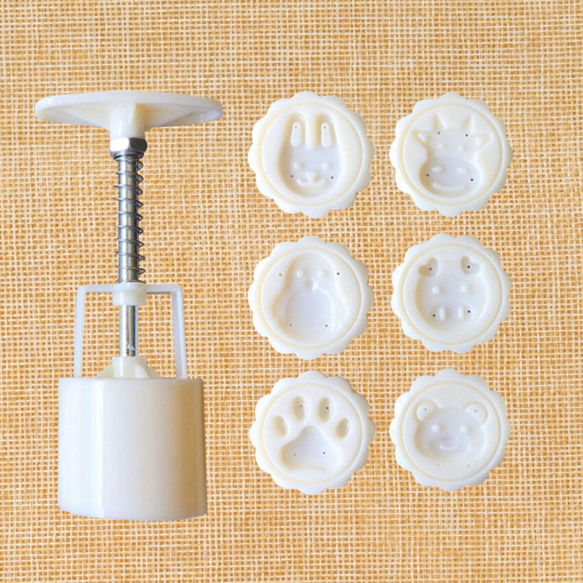 Mooncake Mould Moon Cake Decoration Mold with 10pcs Stamps Baking DIY Tool