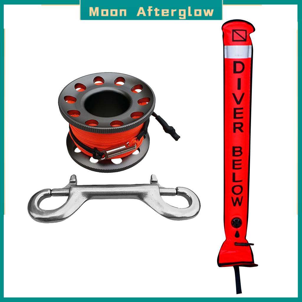 Moon Afterglow SMB Surface Marker Buoy + Dive Reel Finger Spool - Great for Scuba Diving & Snorkeling - High Visible & Heavy Duty - Choice of Color