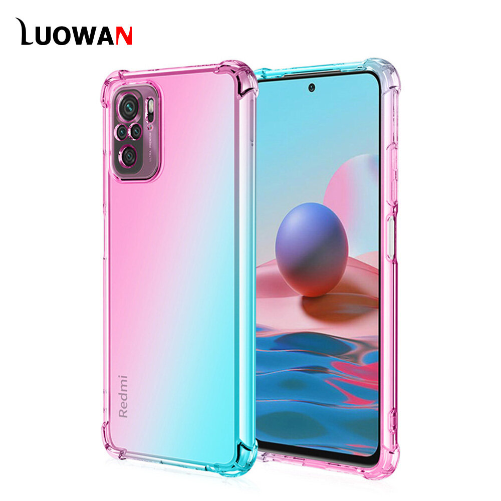 LUOWAN Đối Với Xiaomi Redmi Note 10 9 9T 9 Pro 5G 10 Pro Max 10 9 Pro 4G 10S 9S 8T Note 8 7 6 5 Pro Ốp Lưng Màu Gradient Cầu Vồng Ốp Silicon TPU Mềm Ốp Lưng Túi Khí Chống Sốc