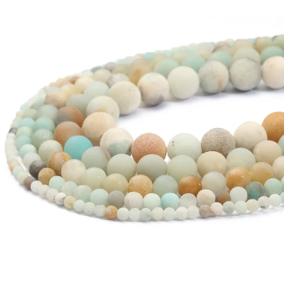4/6/8/10/12mm Wholesale Natural Dull Polish Matte Amazonite Stone Beads Round Loose Spacer Beads For Jewelry Making DIY Bracelet Necklace Strand 15''