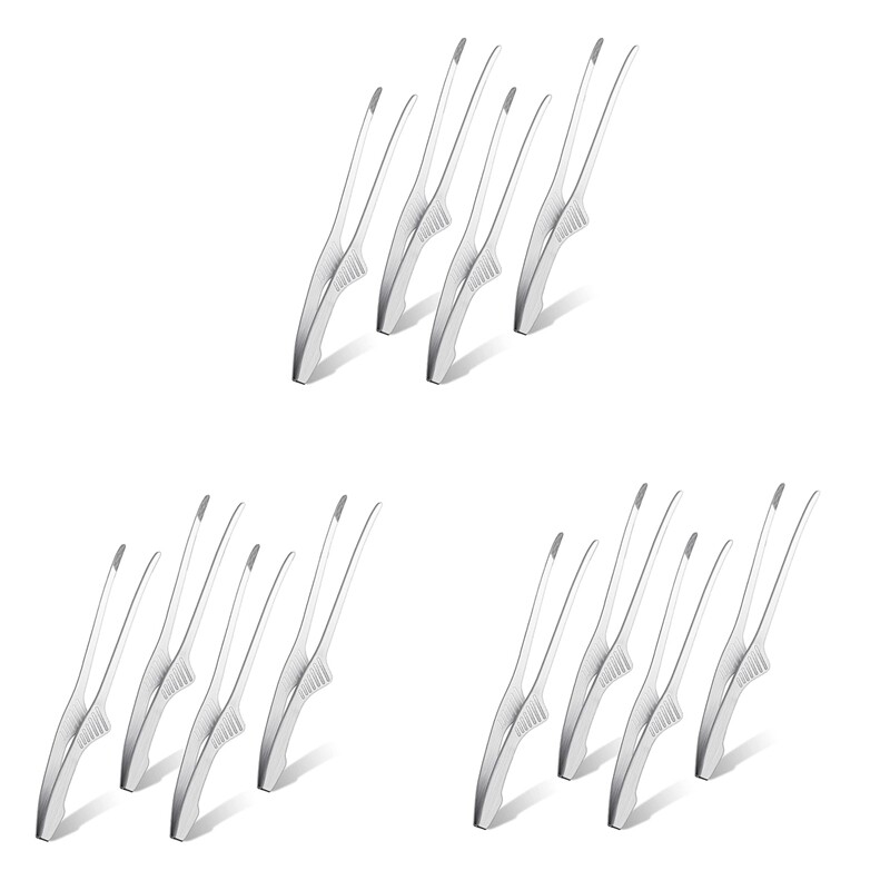 Korean and Japanese BBQ Tongs Self-Standing Grill Tongs Non-Slip Cooking Utensils Stainless Steel Tongs