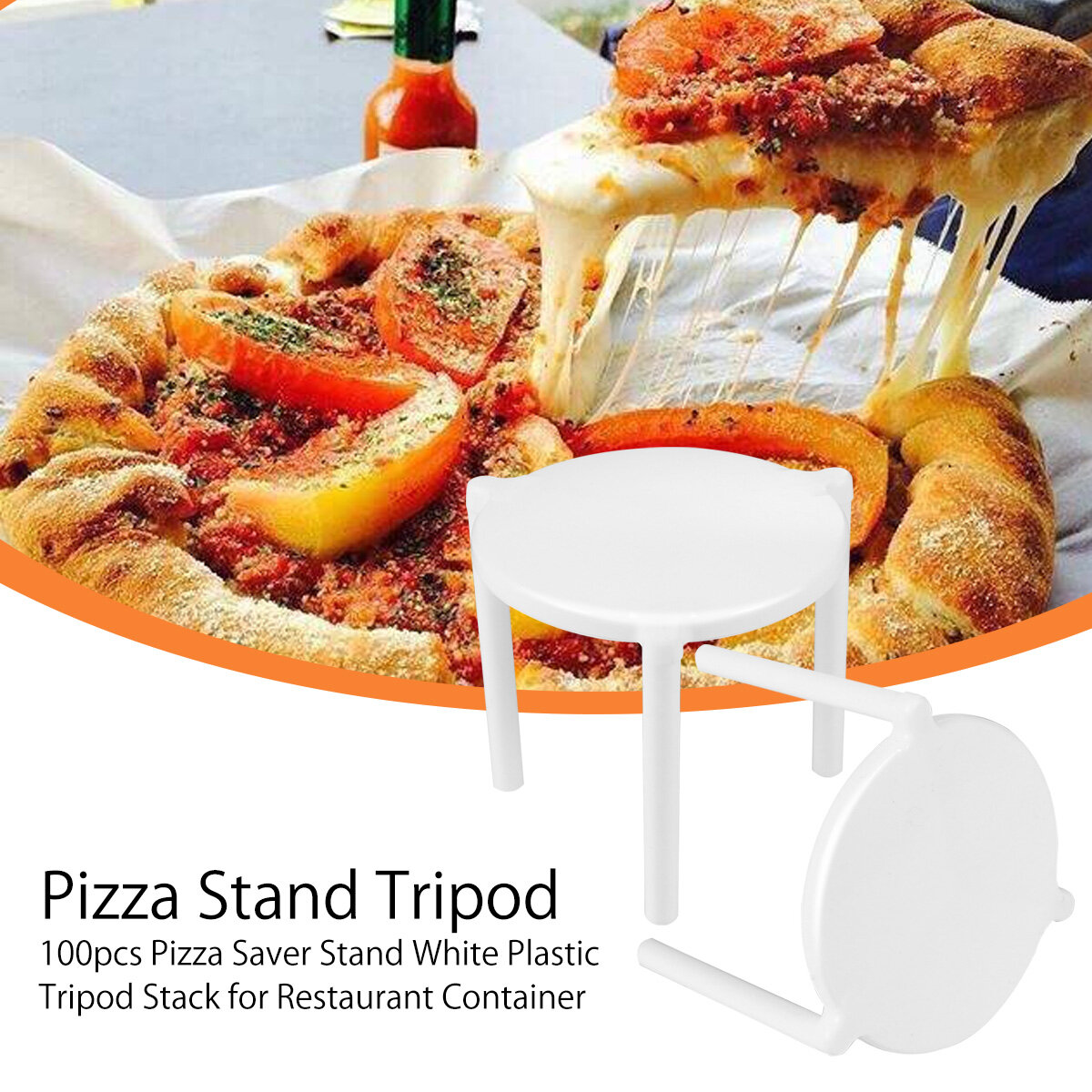 Chaoshihui 100pcs Pizza Saver Stand White Plastic Tripod Stack for Restaurant Container