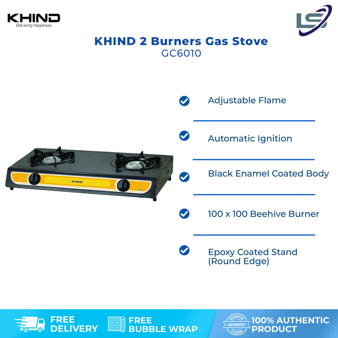 KHIND 2 Burners Gas Stove GC6010 100 x 100 Beehive Burner Epoxy