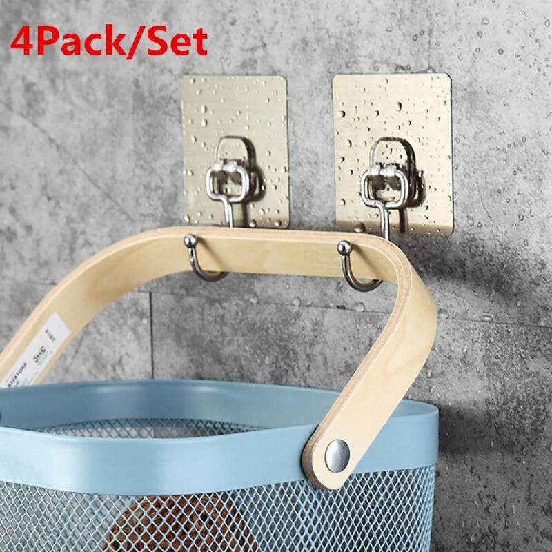 Hotilystore 4Pcs Stainless Steel Over The Door Hook Storage Hanger Flower Basket Holder