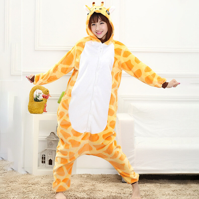 Kigurumi Giraffe Onesie Adult Women Animal Jumpsuit Cosplay Pyjama Women Sleepwear Girls Clothes Homewear kigurumi pajamas
