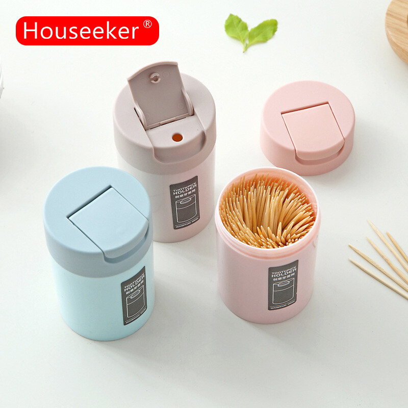 Creative Toothpick Box Dispenser Flip Cover Portable Toothpick Storage Boxes Holder Kitchen Organizer