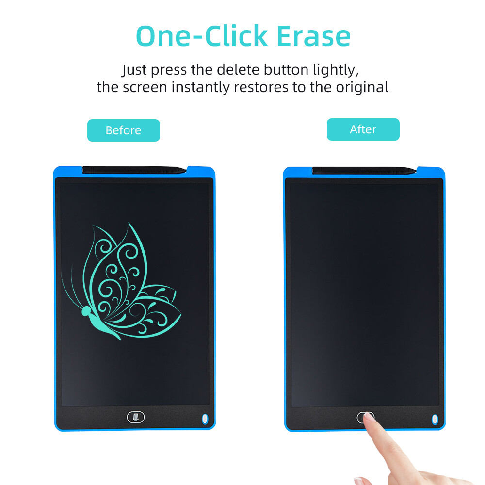 KKmoon 12 Inch Color Screen LCD Writing Tablet Electronic Digital Drawing Board Erasable Writing Pad Color Screen One-Click Erase with Lock Button Gift for Children Adults Home Office School