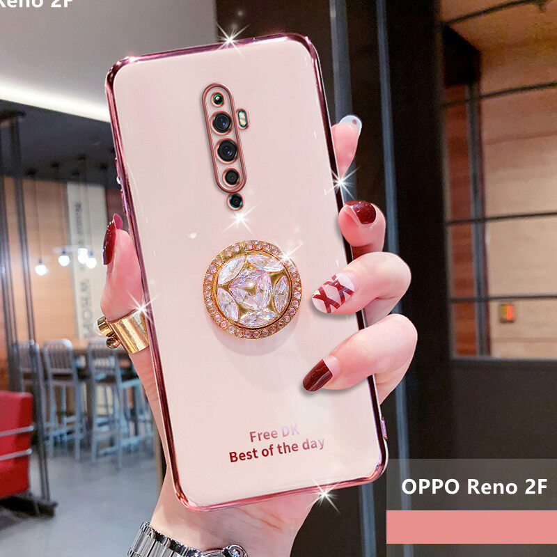 For OPPO Reno2 F / Reno 2 Electroplated Letters Phone Case For OPPO Reno 2 F / Reno 2 Phone Case Bling Crystal Holder Cover Soft TPU Back Cover