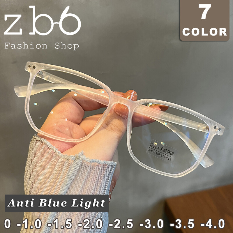 TR90 Anti Blue Light Glasses Unisex Fashion Sqaure Matte Frame Imitation-wood Grain Myopia Glasses with Grade - 1.0 To - 4.0
