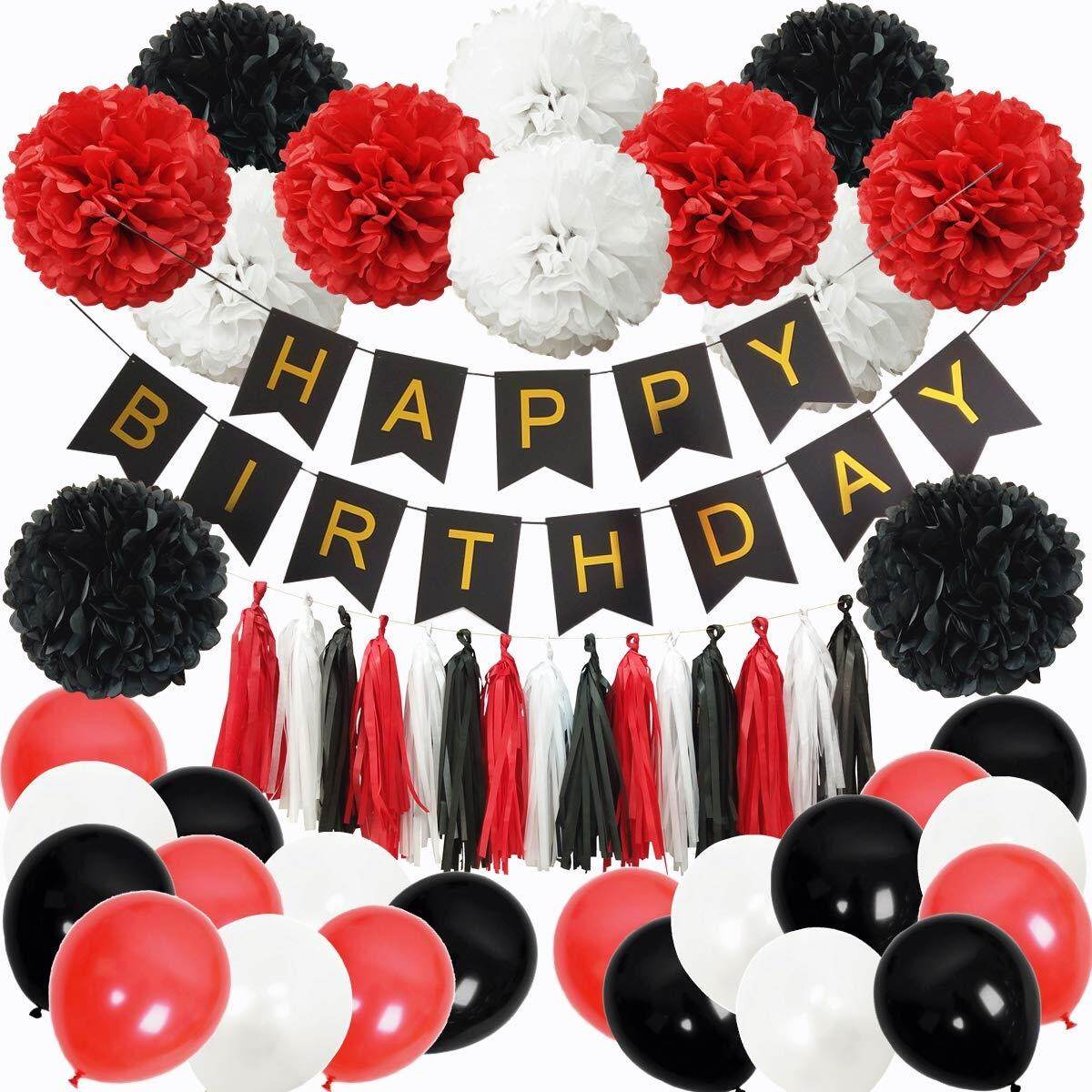 Mickey Mouse Black And Red Happy Birthday Party Decoration Set