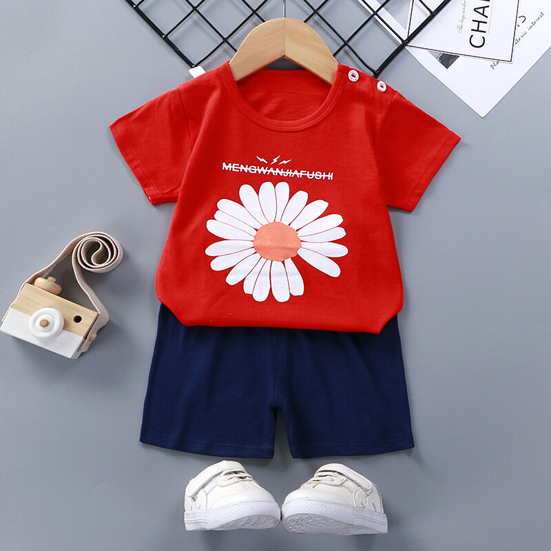 I Love Daddy&Mummy 2Pcs/set Cartoon Print Baby Clothes Boys Short Sleeve Tops+Shorts Kids Casual Clothing Set Baby Terno Set