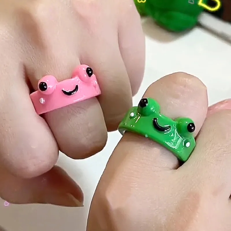 Tiktok 🔥 Frog Ring Cute Frog Ring Box Couple Ring Accessories Gift