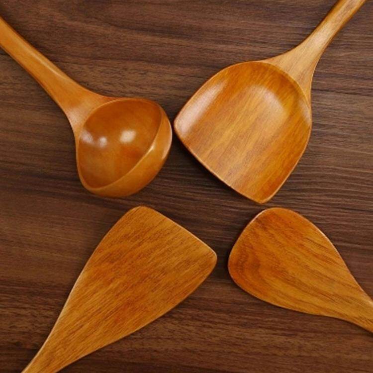 4 chiếc mỗi bộ xẻng gỗ cứng phong cách nhật bản bộ xẻng đặc biệt chống dính xẻng xẻng muỗng cơm muỗng súp gỗ