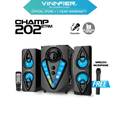 Vinnfier Champ 202 BTRM Bluetooth Multimedia 2.1 Speaker with Karaoke System, Bluetooth, FM Radio, USB ,SD Card Slot ,Remote Control and Wireless Mic