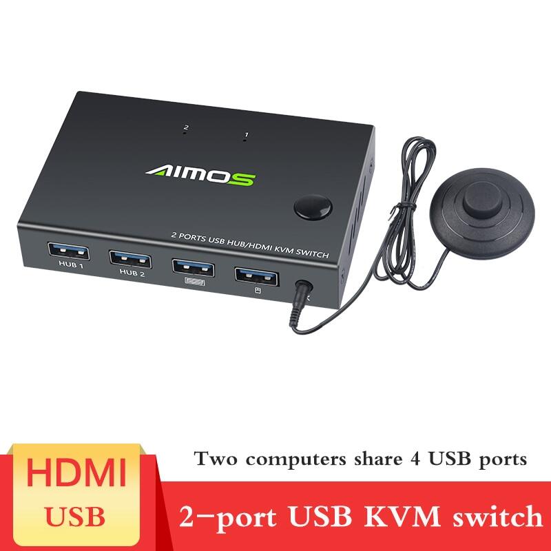 Bộ Chuyển Đổi USB HDMI KVM Hộp Chuyển Đổi KVM Thiết Kế 2 Trong 1 Video Hiển Thị Bộ Chia Công Tắc USB 4K Chuột Chia Sẻ Bàn Phím Cho 2 Chiếc